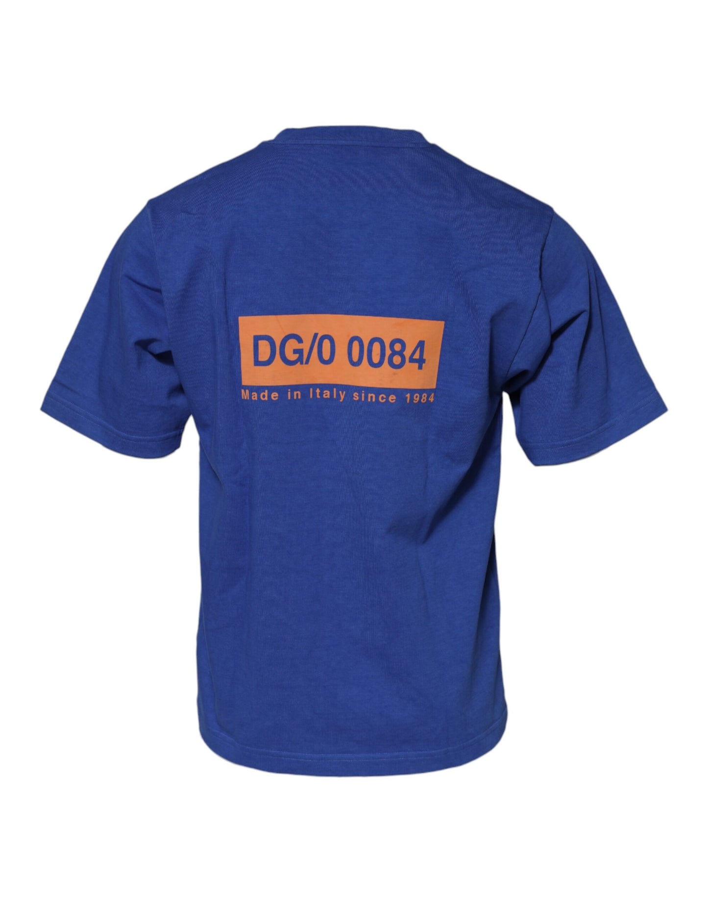 Dolce &amp; Gabbana Blue Logo Graphic Cotton Crew Neck T-shirt