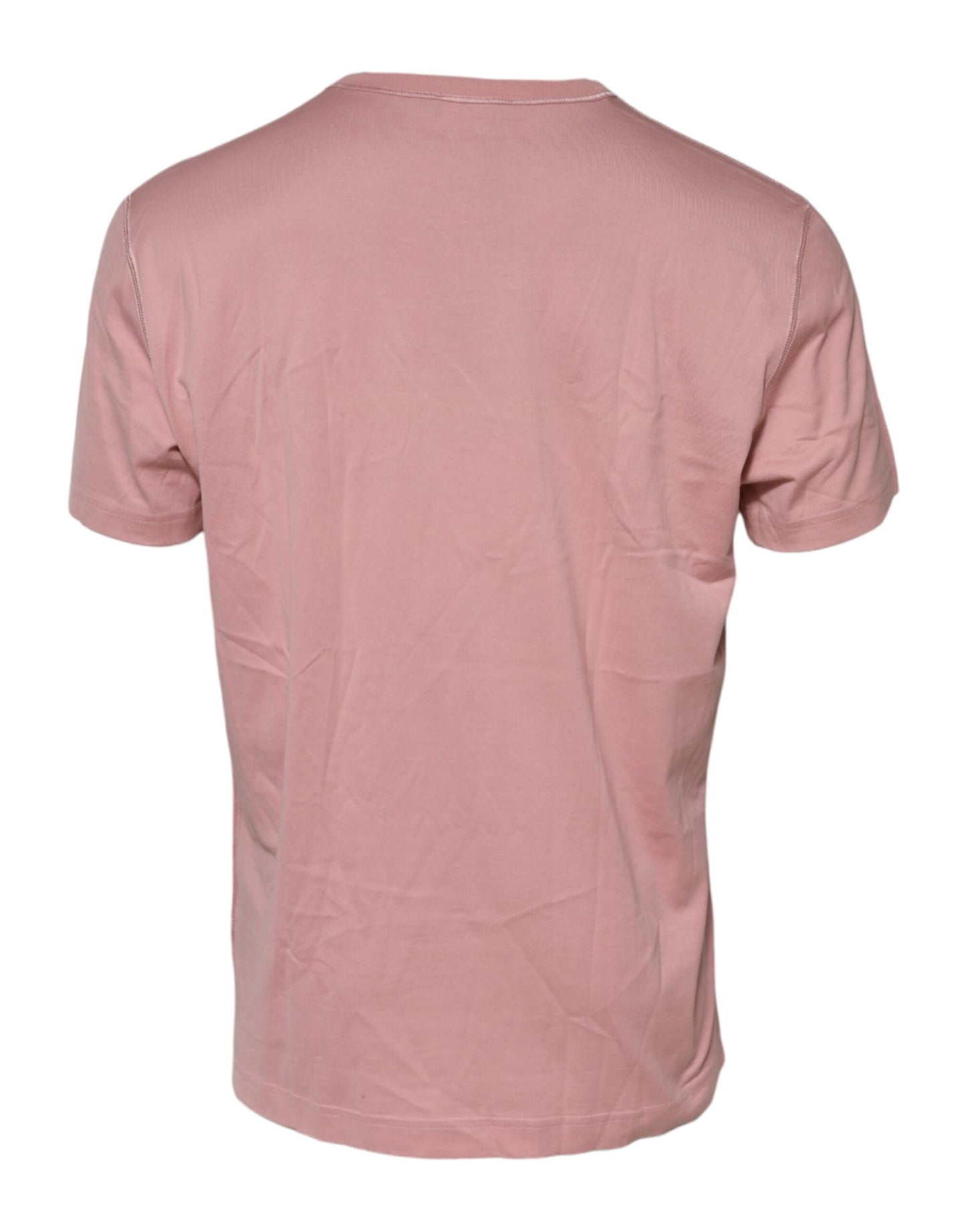 Dolce &amp; Gabbana Pink Logo Plaque Cotton Crew Neck T-shirt