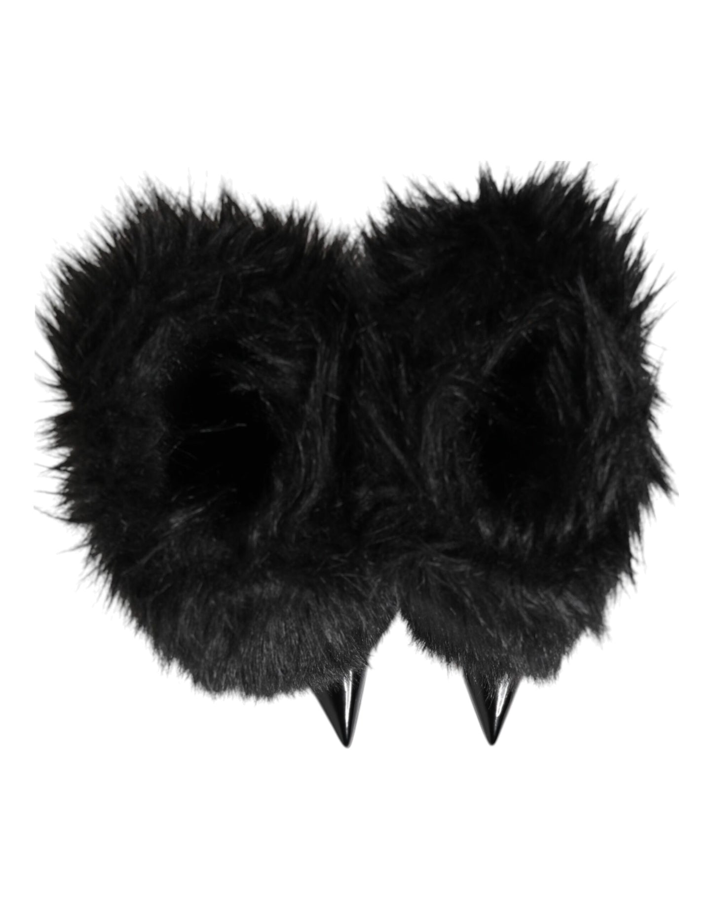 Dolce &amp; Gabbana Black Faux Fur Pointed Knee High Stiletto Boots Shoes