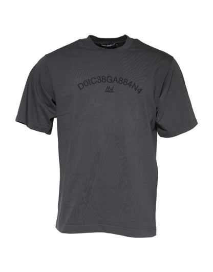 Dolce &amp; Gabbana Gray Logo Graphic Cotton Crew Neck T-shirt