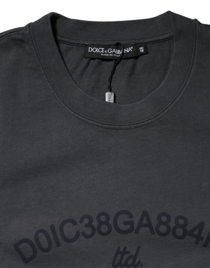 Dolce &amp; Gabbana Gray Logo Graphic Cotton Crew Neck T-shirt