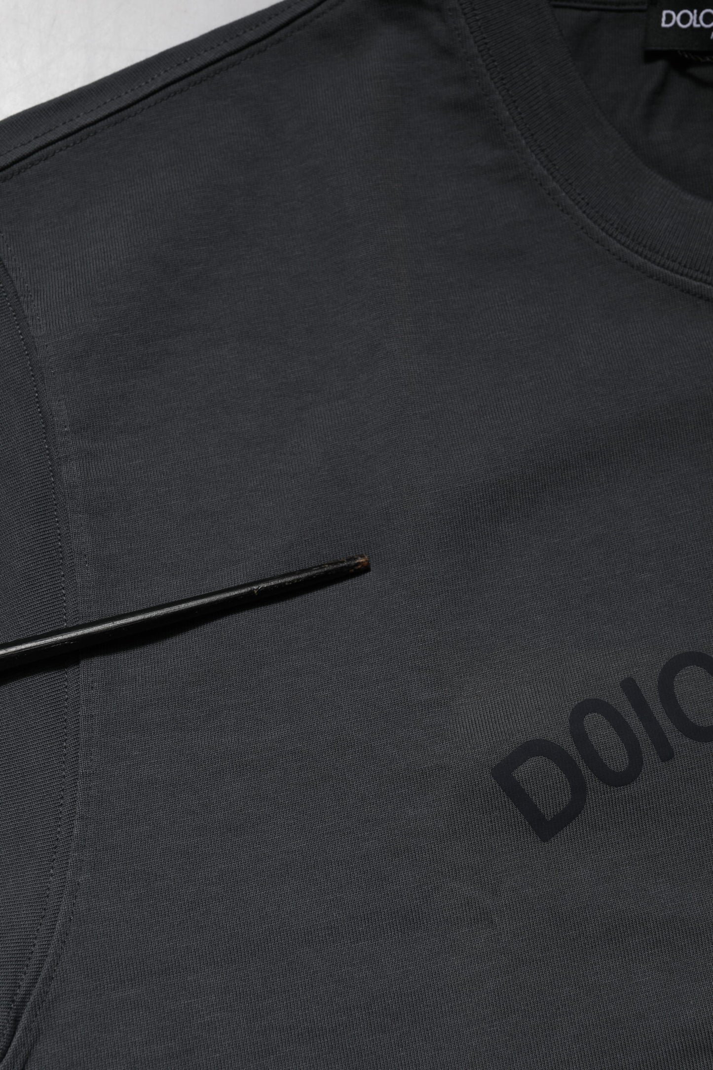 Dolce &amp; Gabbana Gray Logo Graphic Cotton Crew Neck T-shirt