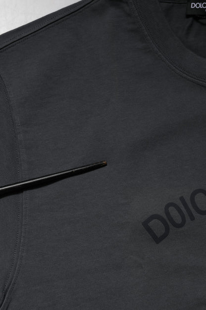Dolce &amp; Gabbana Gray Logo Graphic Cotton Crew Neck T-shirt