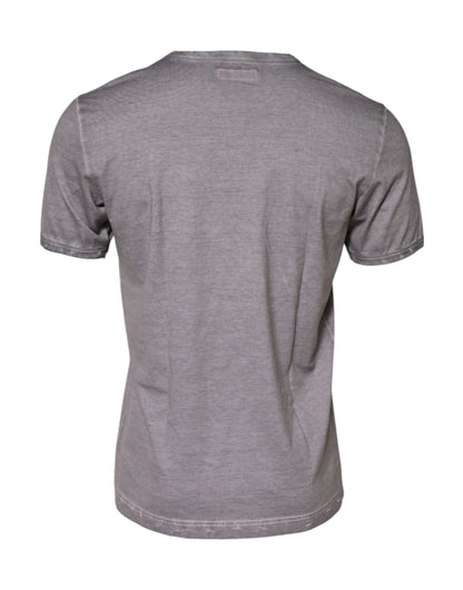 Dolce &amp; Gabbana Gray Graphic Print Cotton Crew Neck T-shirt