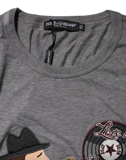 Dolce &amp; Gabbana Gray #DGFamily Cotton Crew Neck T-shirt