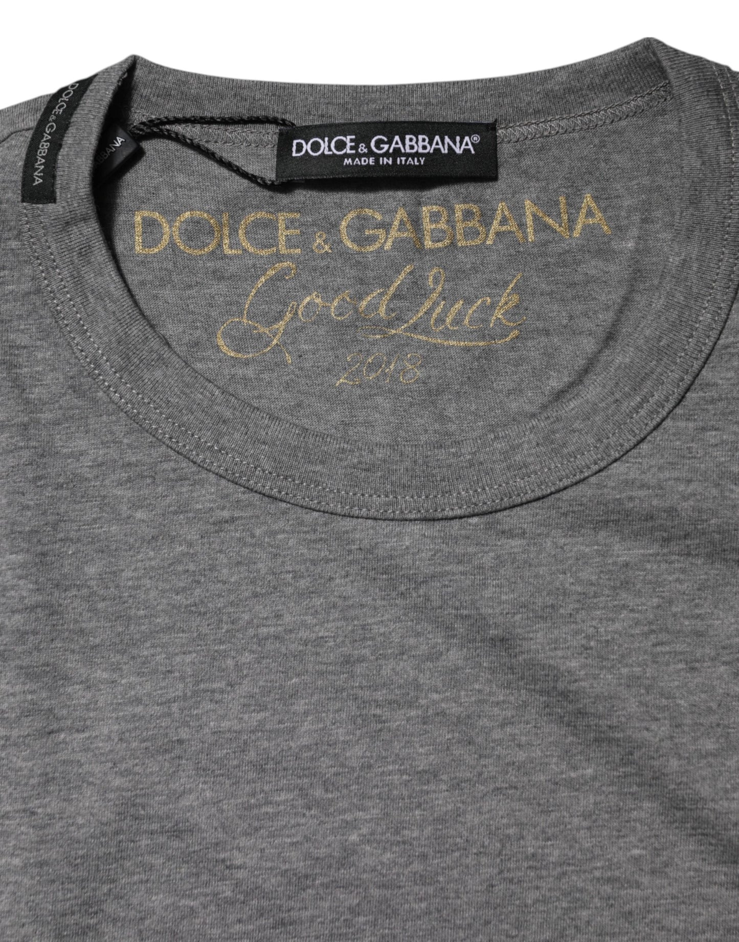 Dolce &amp; Gabbana Gray Cotton Crew Neck Short Sleeves T-shirt