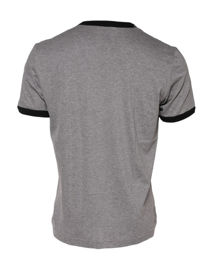 Dolce &amp; Gabbana Gray Sacred Heart Cotton Crew Neck T-shirt