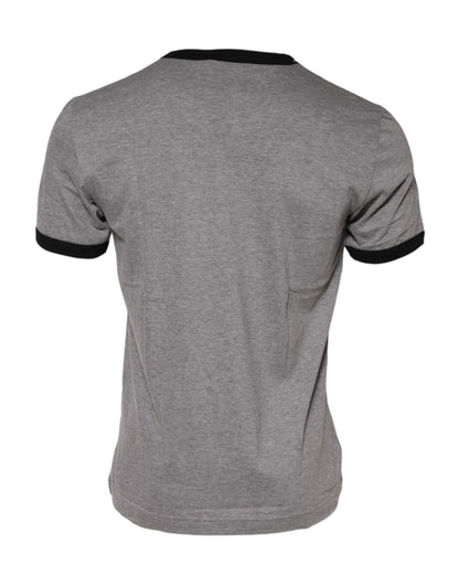 Dolce &amp; Gabbana Gray Sacred Heart Cotton Crew Neck T-shirt