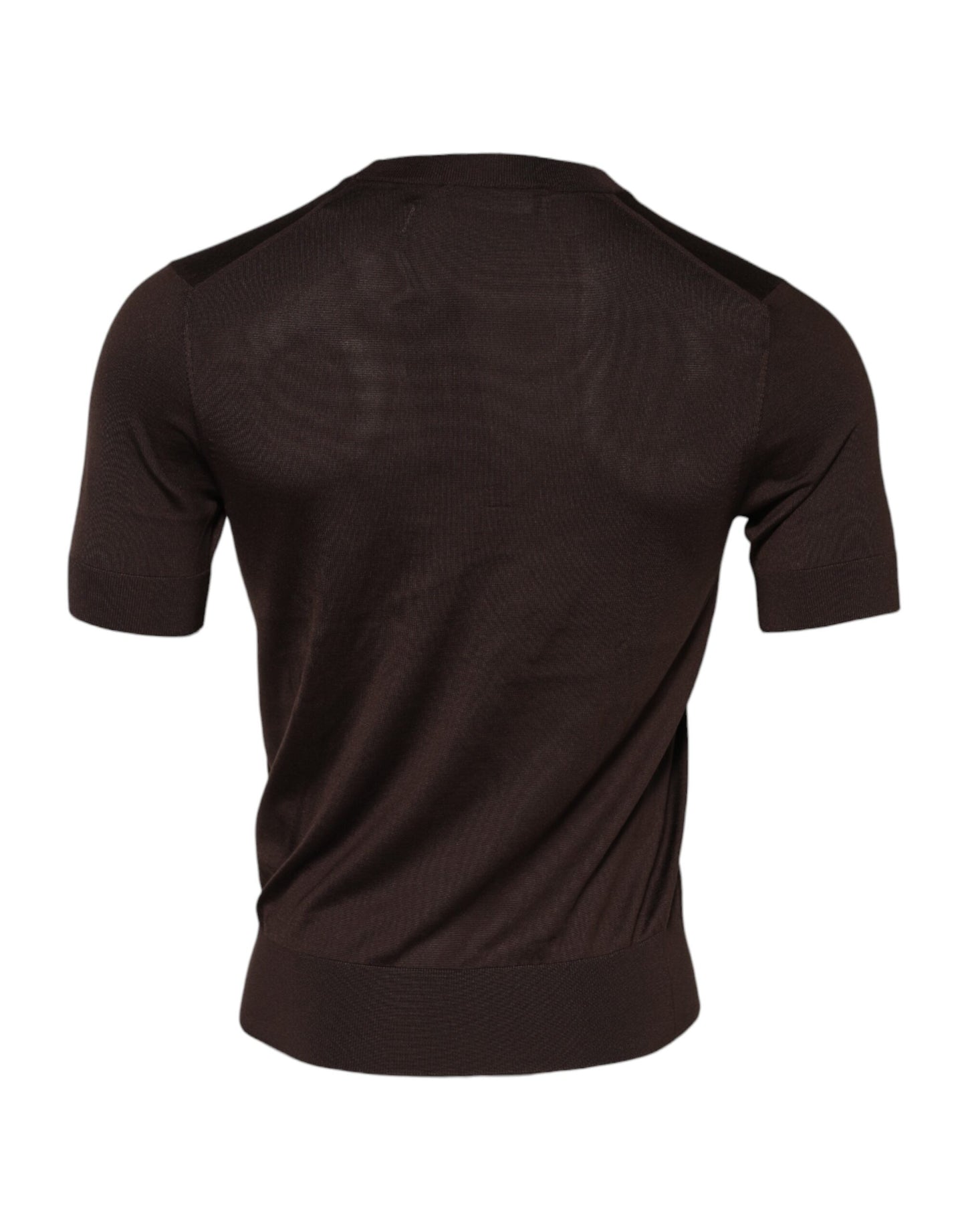 Dolce &amp; Gabbana Brown Silk Crew Neck Short Sleeves T-shirt