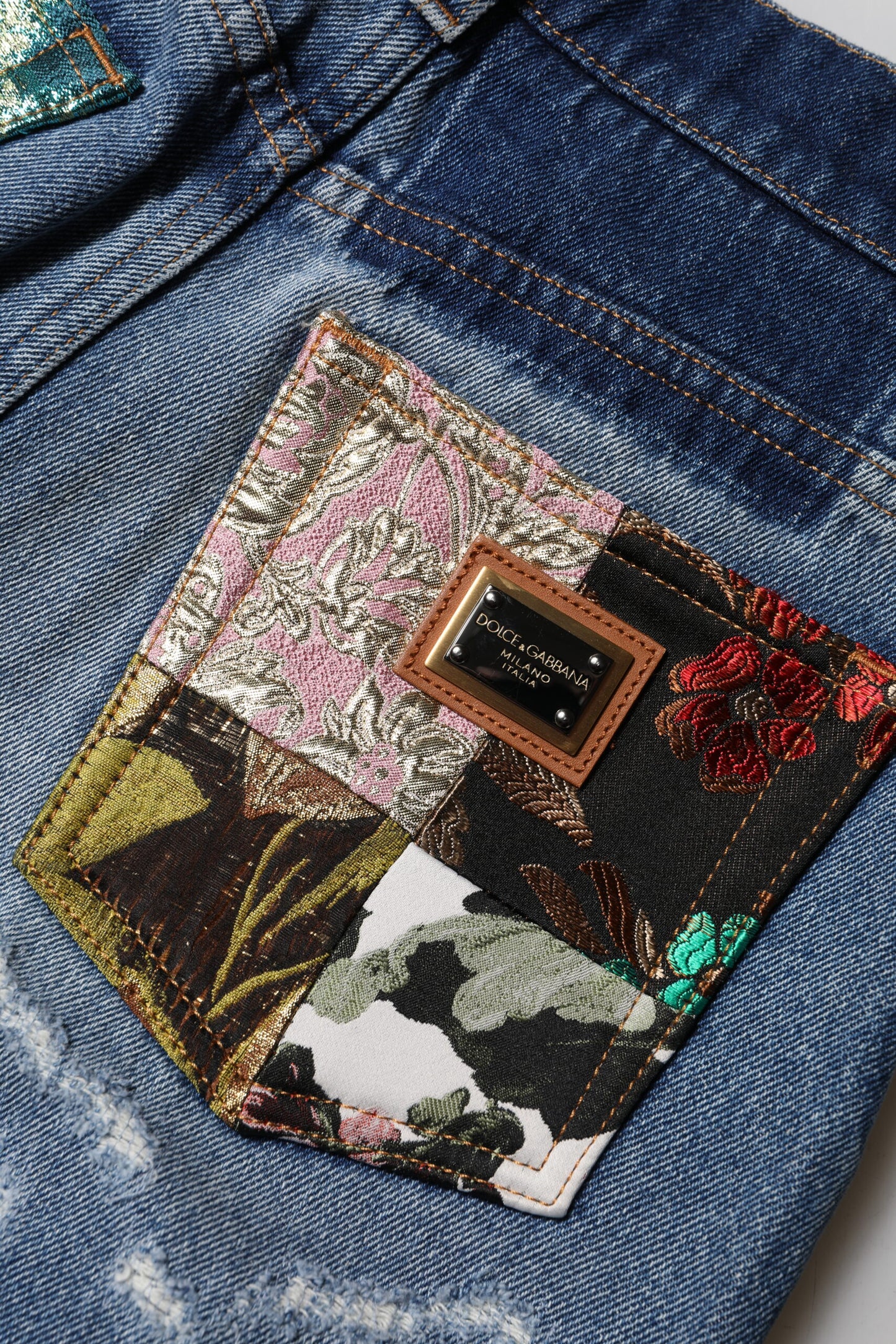 Dolce &amp; Gabbana Blue AMBER Tattered High Waist Denim Jeans 