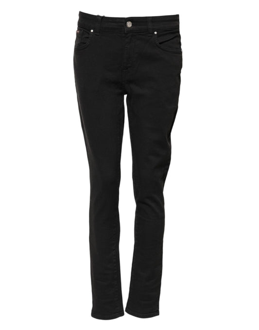 Dolce &amp; Gabbana Black Cotton Skinny Mid Waist Denim Jeans