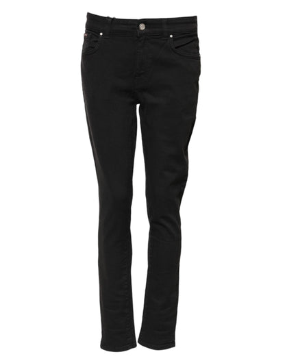 Dolce &amp; Gabbana Black Cotton Skinny Mid Waist Denim Jeans