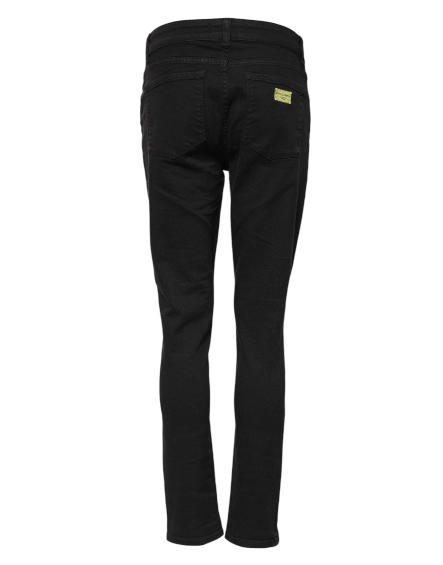 Dolce &amp; Gabbana Black Cotton Skinny Mid Waist Denim Jeans