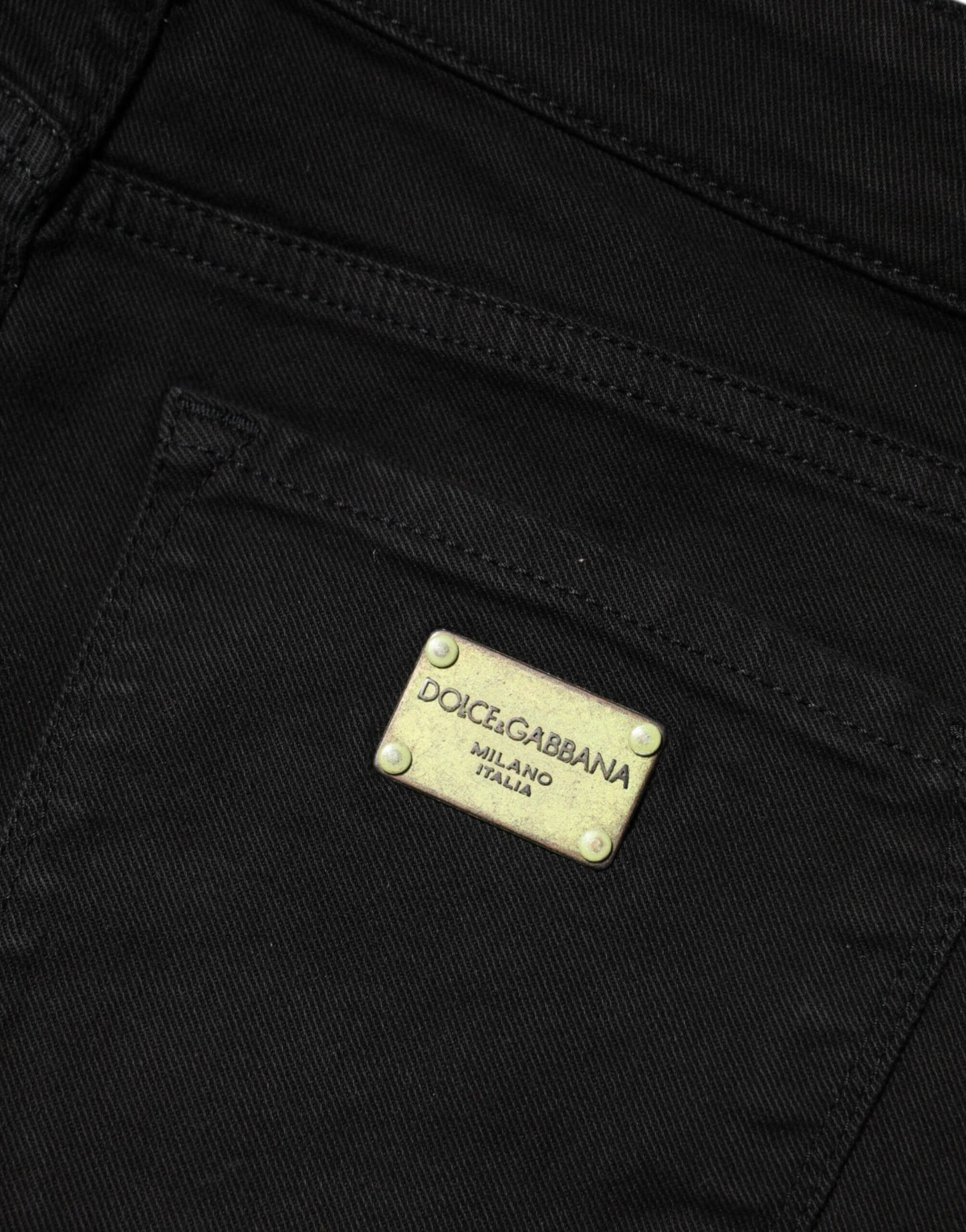 Dolce &amp; Gabbana Black Cotton Skinny Mid Waist Denim Jeans