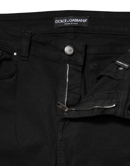 Dolce &amp; Gabbana Black Cotton Skinny Mid Waist Denim Jeans