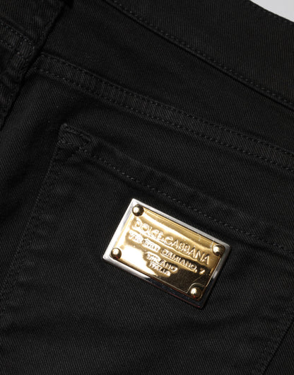 Dolce &amp; Gabbana Black Cotton Skinny Mid Waist Denim Jeans