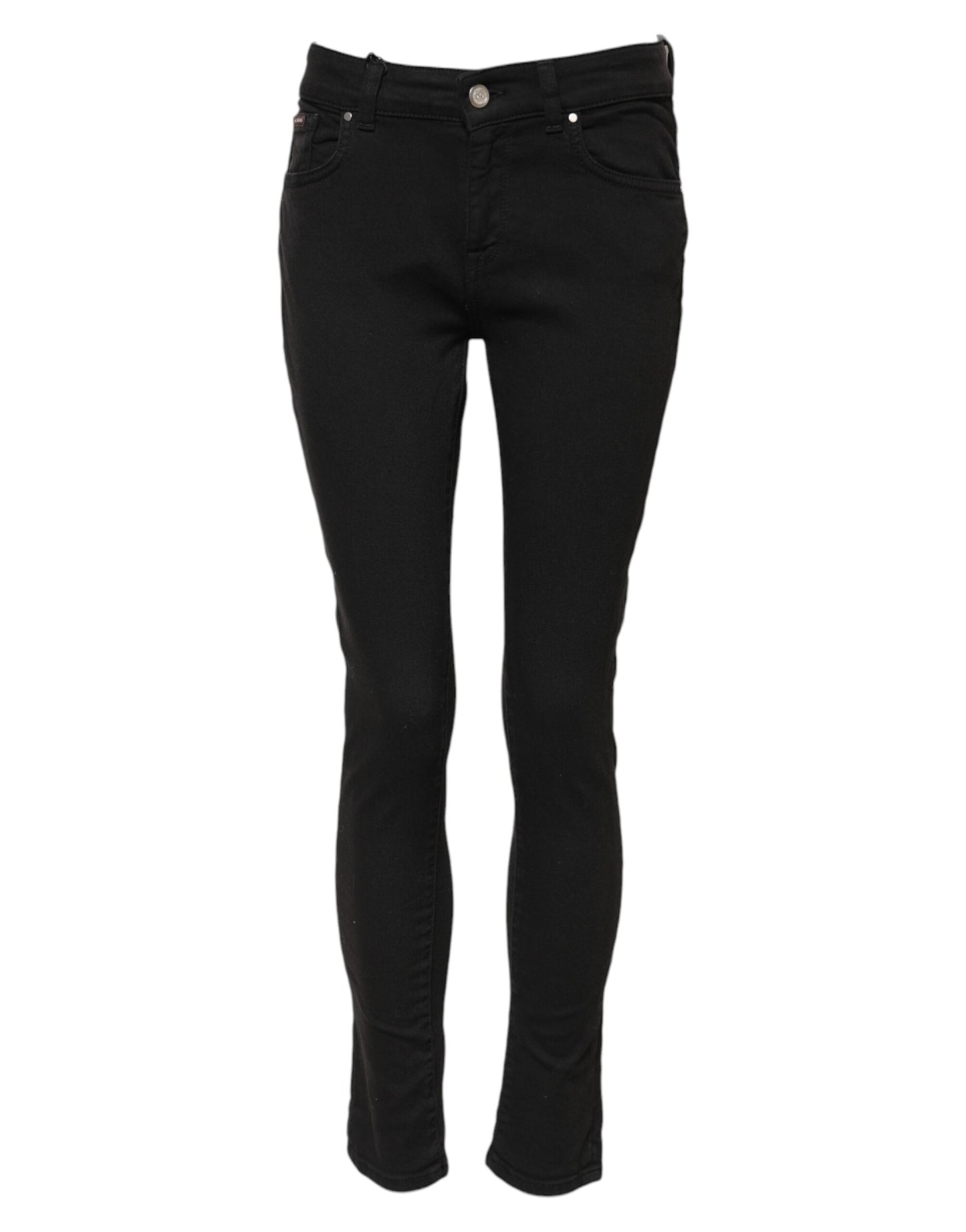 Dolce &amp; Gabbana Black Cotton Skinny Mid Waist Denim Jeans