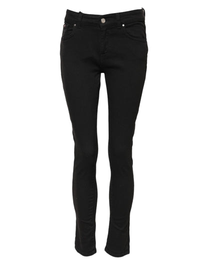 Dolce &amp; Gabbana Black Cotton Skinny Mid Waist Denim Jeans