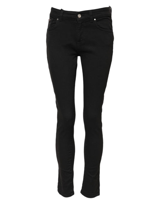 Dolce &amp; Gabbana Black Cotton Skinny Mid Waist Denim Jeans