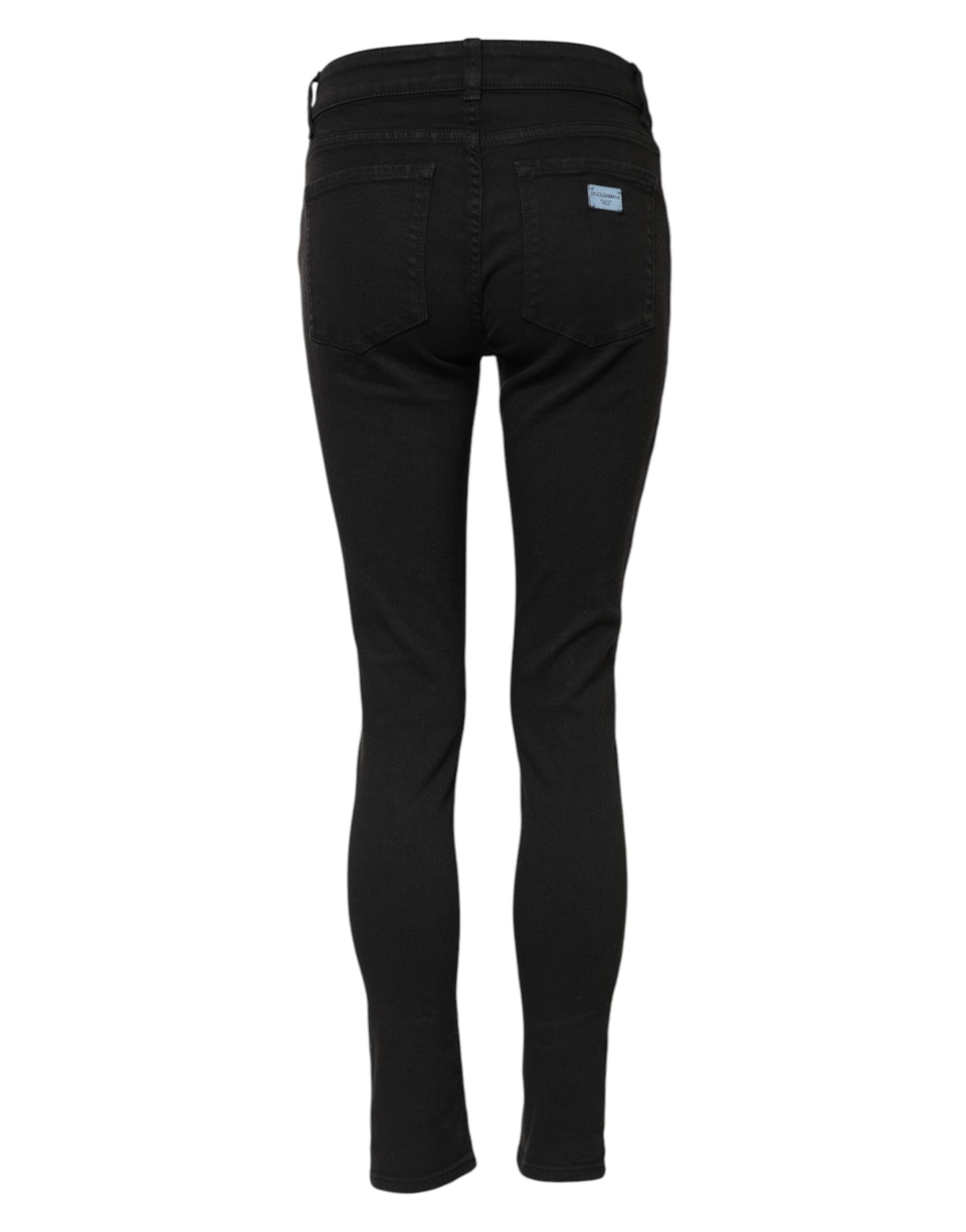 Dolce &amp; Gabbana Black Cotton Skinny Mid Waist Denim Jeans