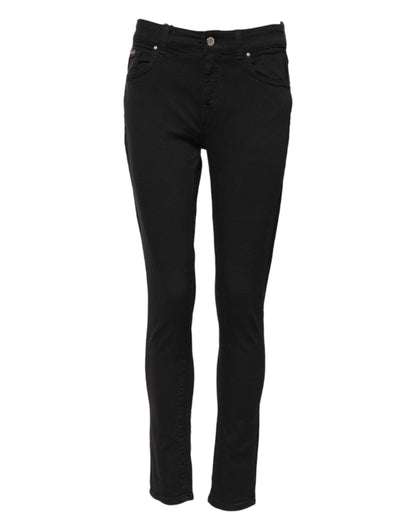 Dolce &amp; Gabbana Black Cotton Skinny Mid Waist Denim Jeans
