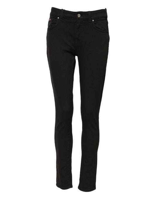 Dolce &amp; Gabbana Black Cotton Skinny Mid Waist Denim Jeans