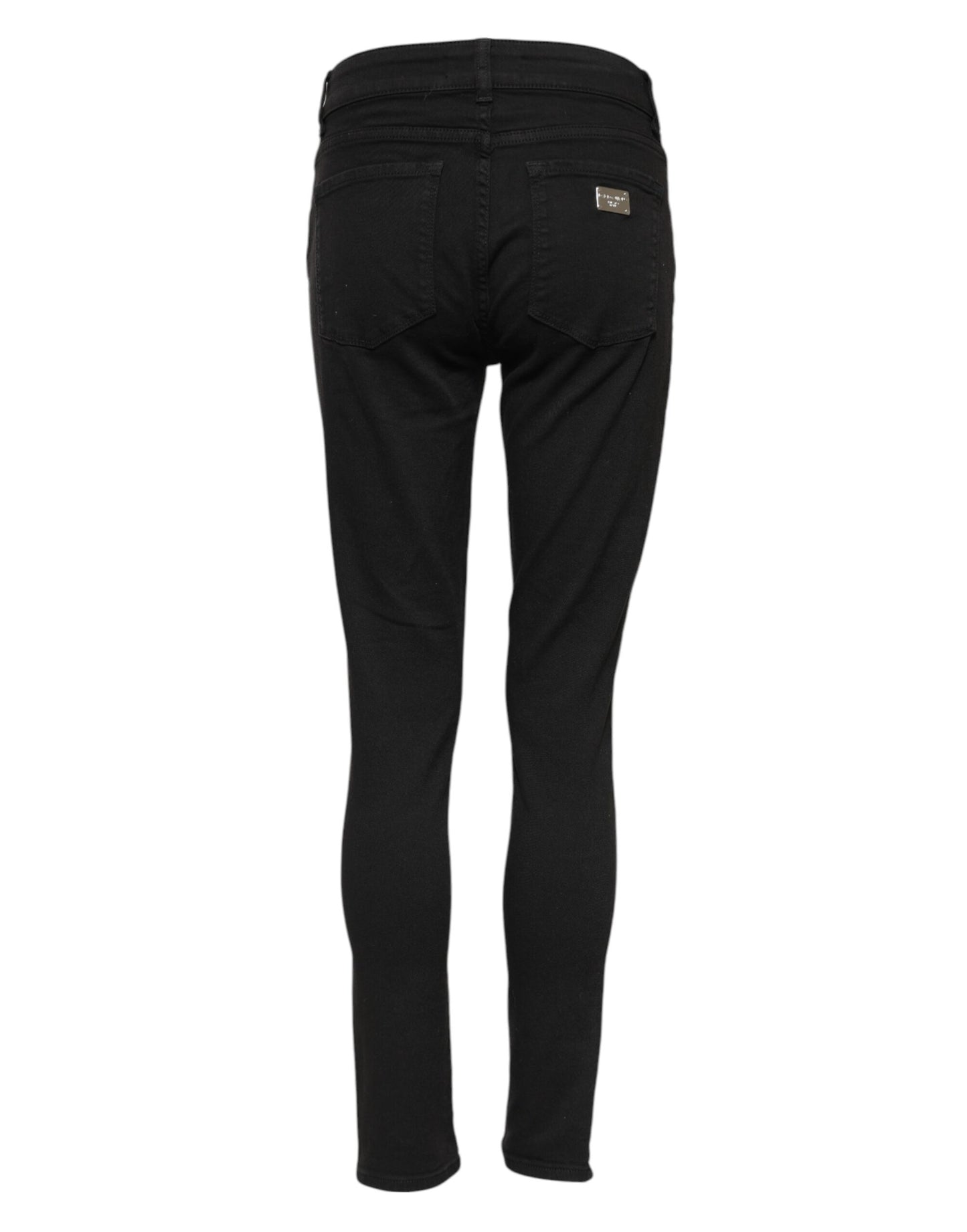 Dolce &amp; Gabbana Black Cotton Skinny Mid Waist Denim Jeans