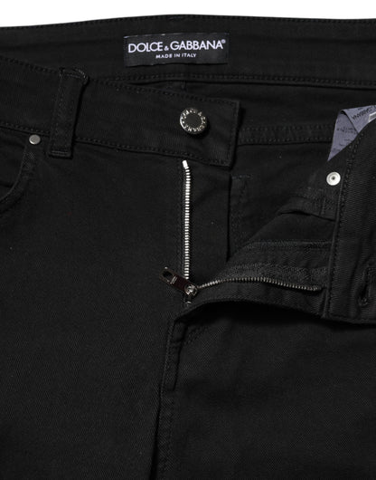 Dolce &amp; Gabbana Black Cotton Skinny Mid Waist Denim Jeans