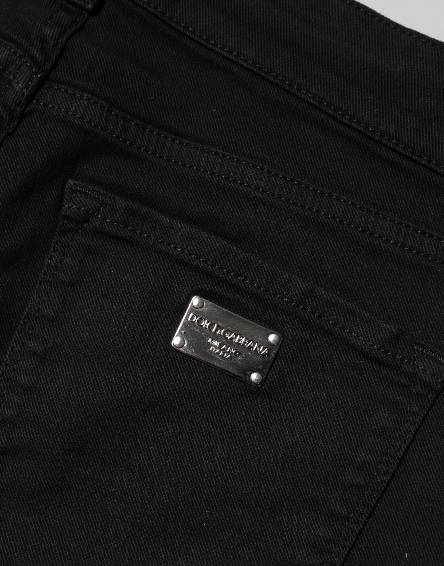 Dolce &amp; Gabbana Black Cotton Skinny Mid Waist Denim Jeans
