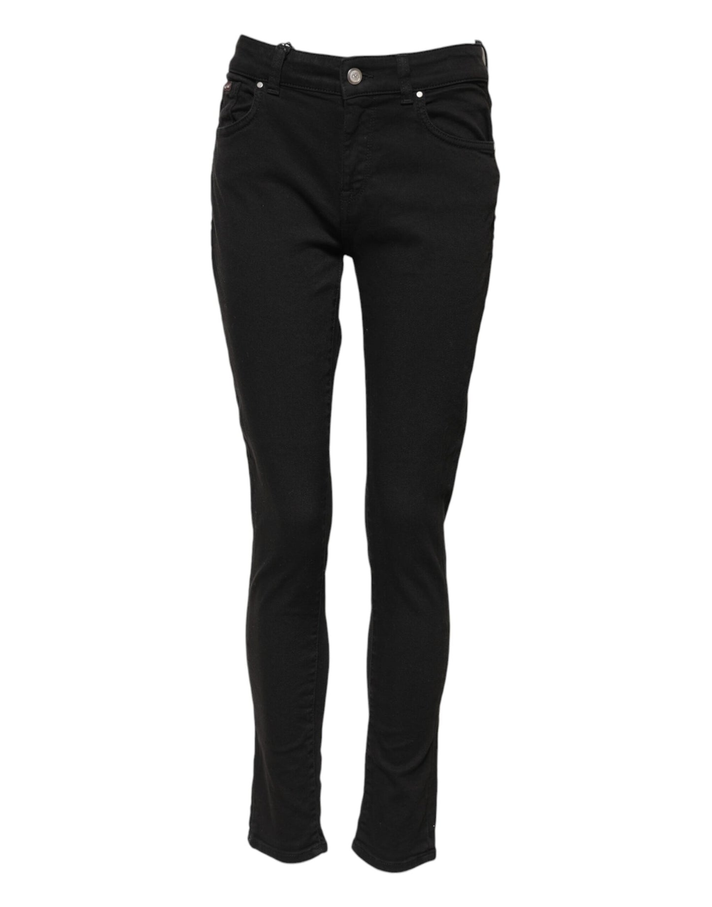 Dolce &amp; Gabbana Black Cotton Skinny Mid Waist Denim Jeans