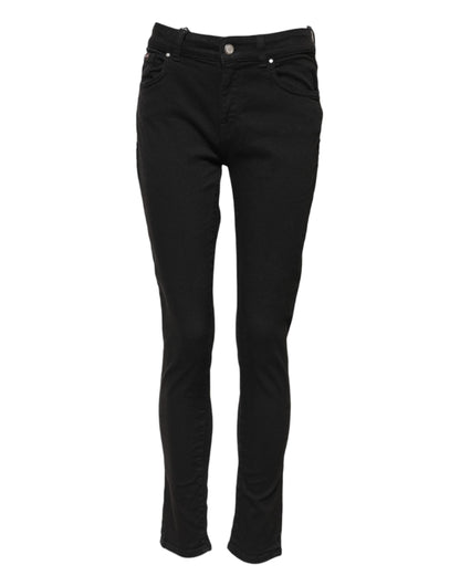Dolce &amp; Gabbana Black Cotton Skinny Mid Waist Denim Jeans