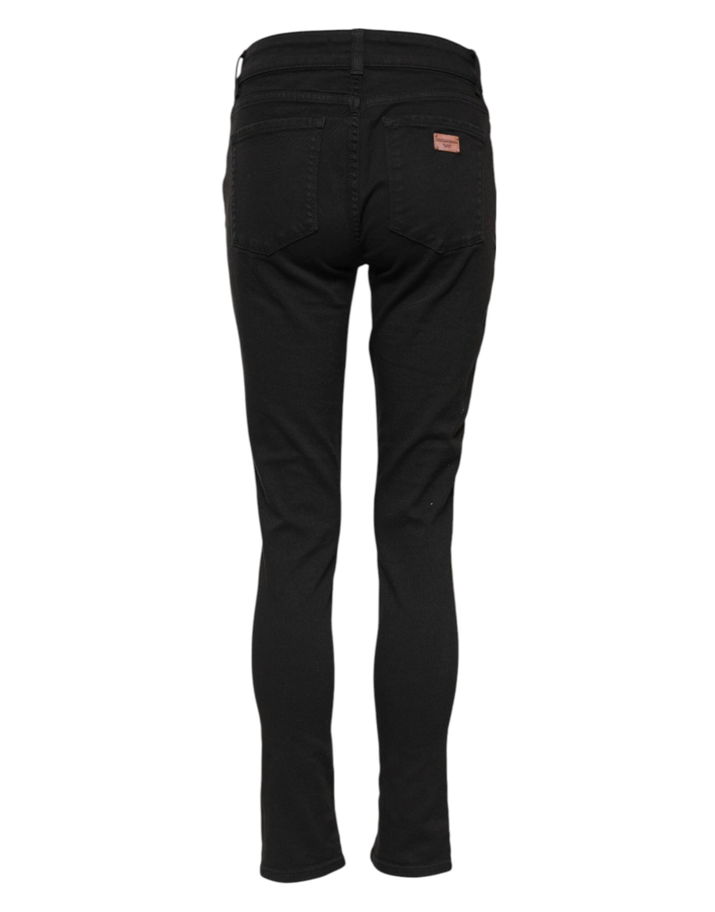 Dolce &amp; Gabbana Black Cotton Skinny Mid Waist Denim Jeans