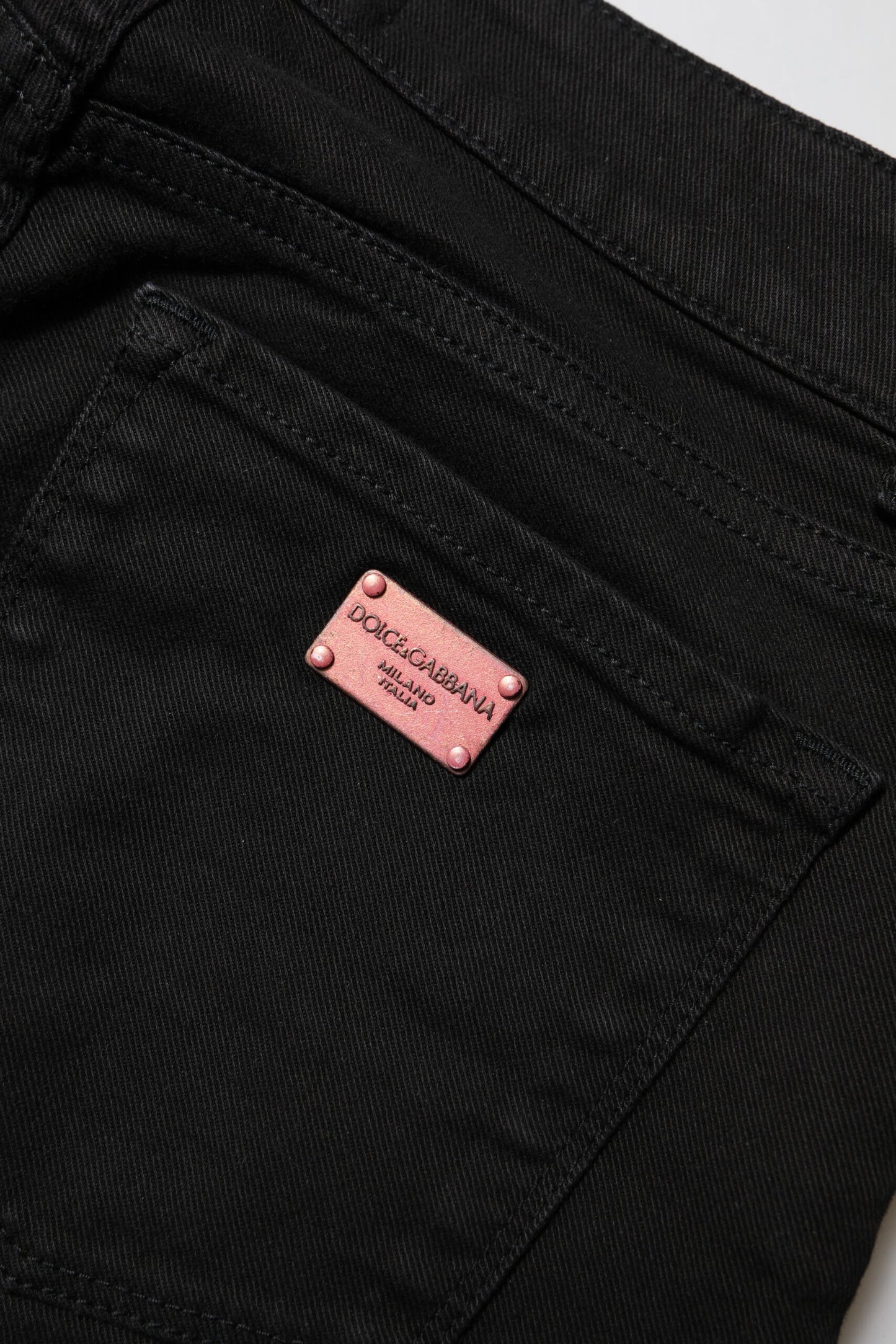 Dolce &amp; Gabbana Black Cotton Skinny Mid Waist Denim Jeans