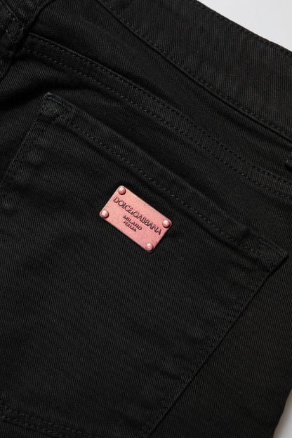 Dolce &amp; Gabbana Black Cotton Skinny Mid Waist Denim Jeans