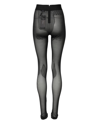 Dolce &amp; Gabbana Black Nylon Leggings Stretch Pants 