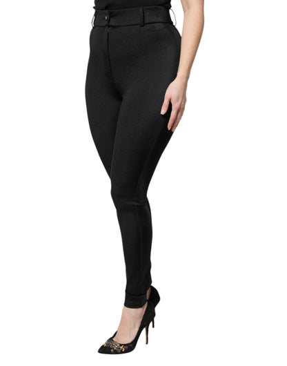 Dolce &amp; Gabbana Black Nylon Leggings Stretch Pants 