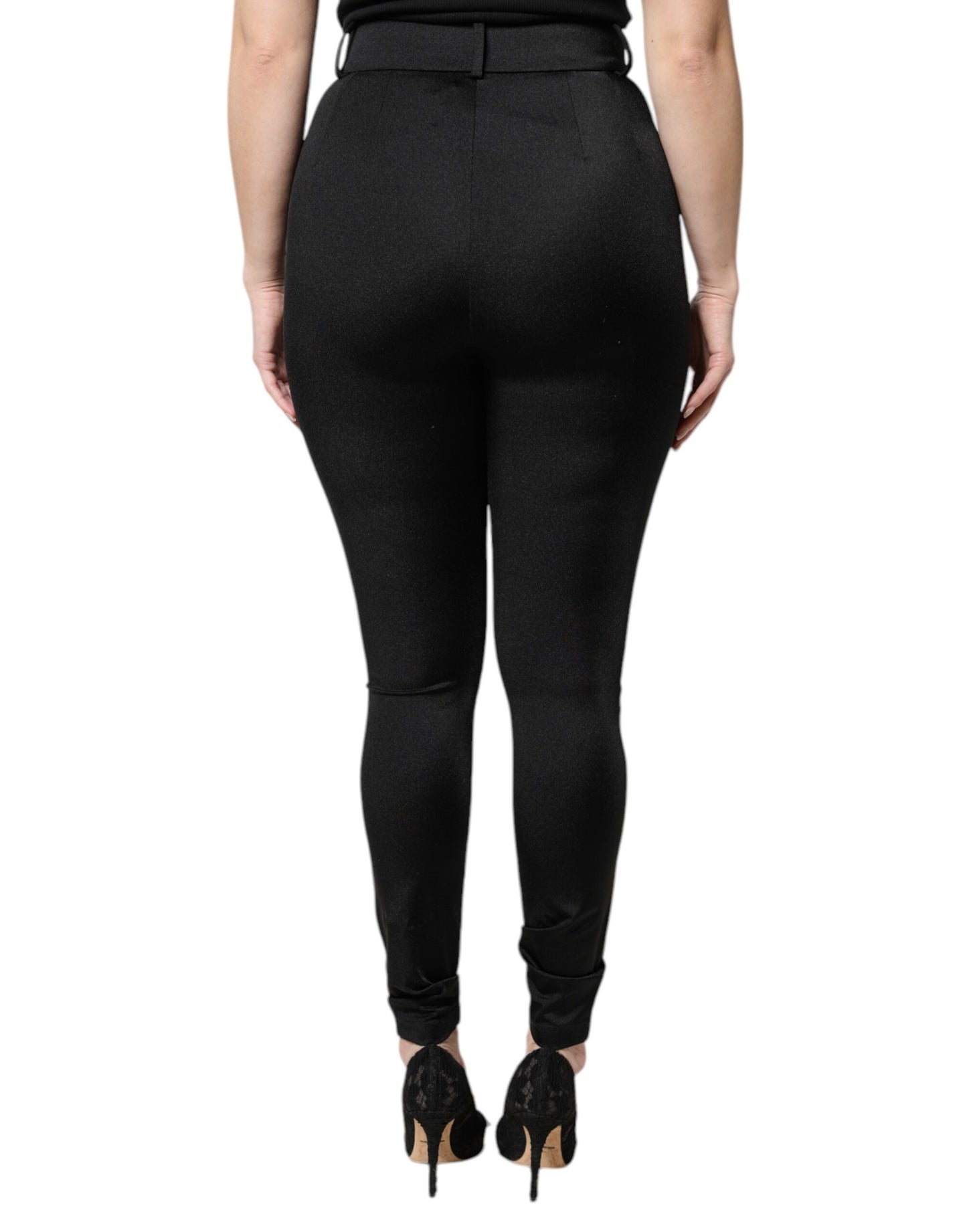 Dolce &amp; Gabbana Black Nylon Leggings Stretch Pants 