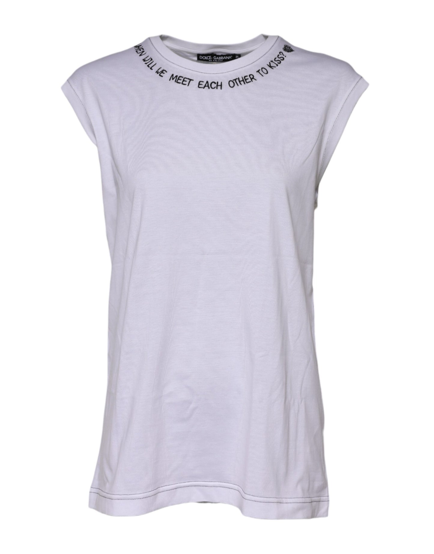 Dolce &amp; Gabbana White Cotton Sleeveless Printed Tank T-shirt