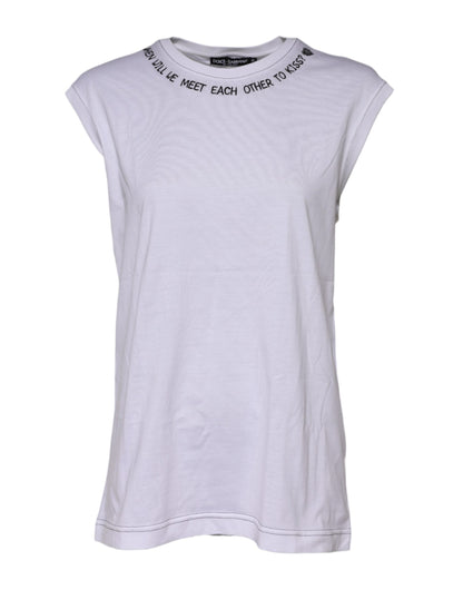 Dolce &amp; Gabbana White Cotton Sleeveless Printed Tank T-shirt