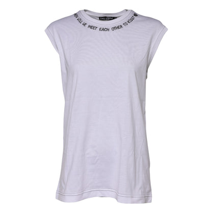 Dolce &amp; Gabbana White Cotton Sleeveless Printed Tank T-shirt
