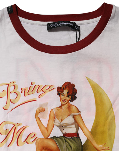 Dolce &amp; Gabbana White Bring Me To The Moon Pin Up T-shirt Top 