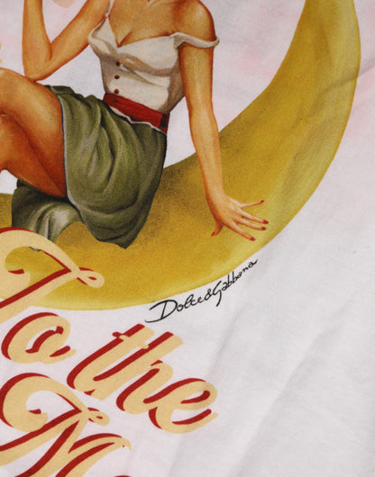 Dolce &amp; Gabbana White Bring Me To The Moon Pin Up T-shirt Top 