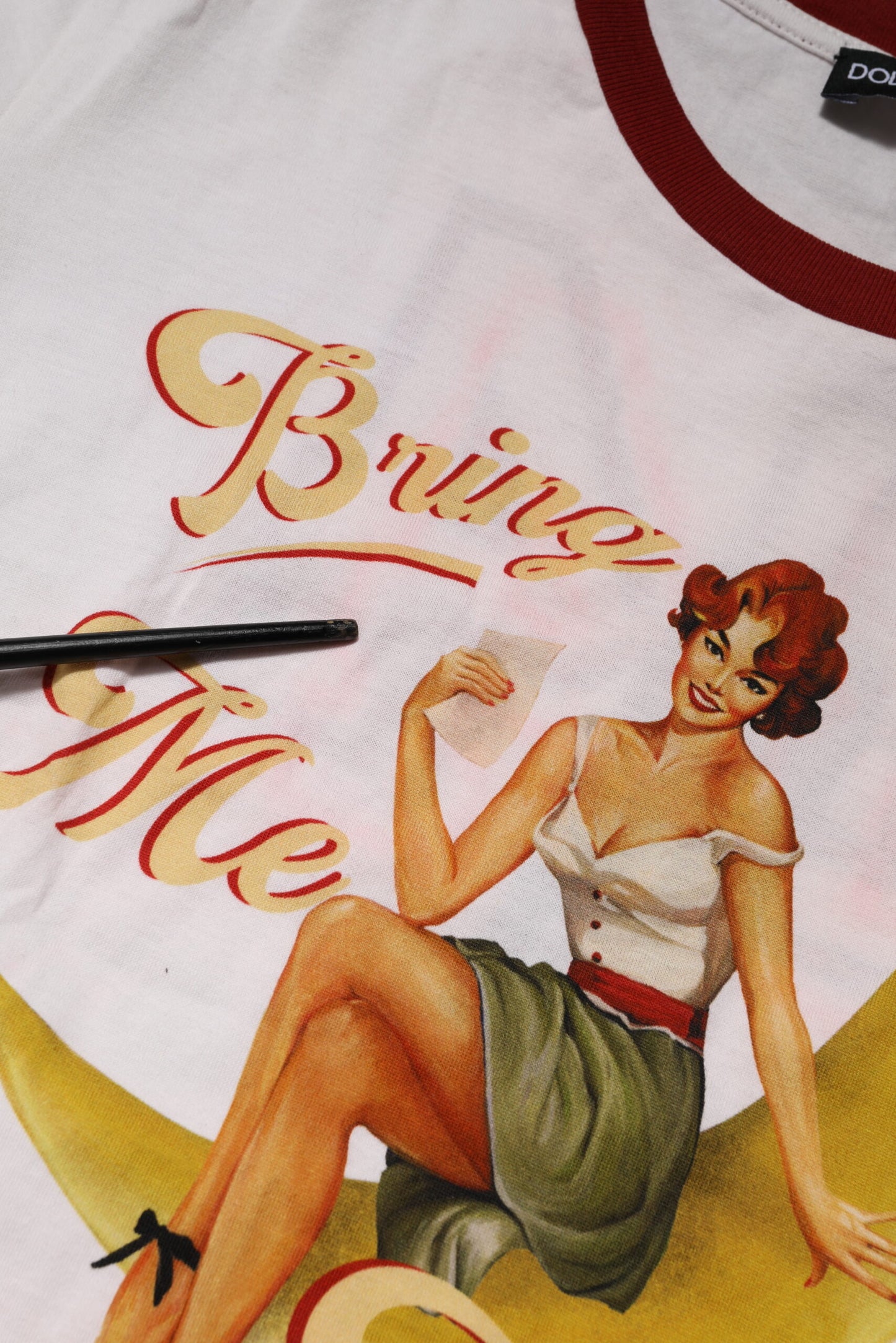 Dolce &amp; Gabbana White Bring Me To The Moon Pin Up T-shirt Top 