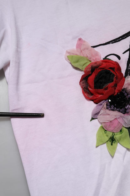 Dolce &amp; Gabbana White DG Floral Embellishment Top T-shirt 