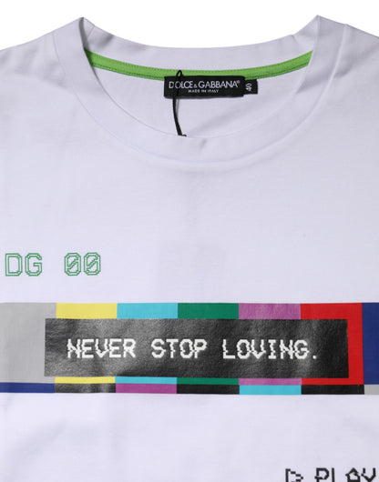 Dolce &amp; Gabbana White Cotton Printed Short Sleeves T-shirt 