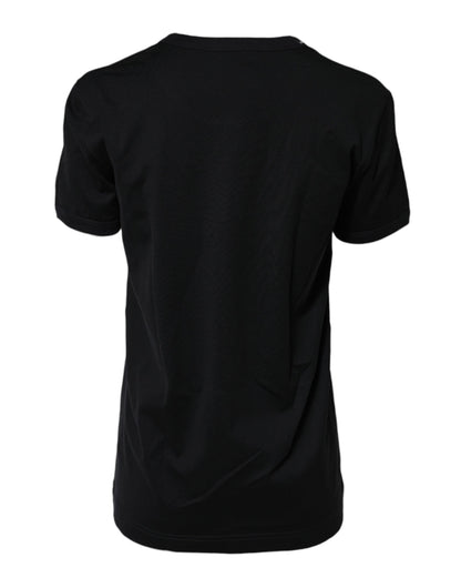 Dolce &amp; Gabbana Black Cotton DG Print Short Sleeve Top T-shirt 
