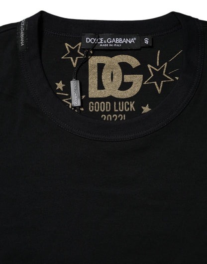 Dolce &amp; Gabbana Black Cotton DG Print Short Sleeve Top T-shirt 