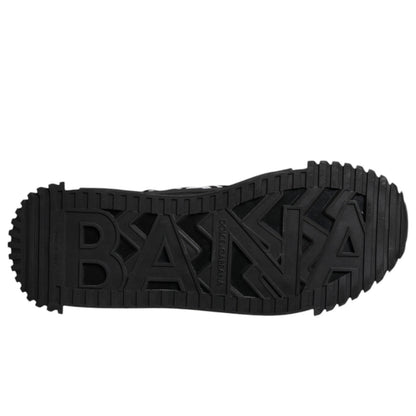 Dolce &amp; Gabbana Black Logo Lace Up Low Top NS1 Sneakers