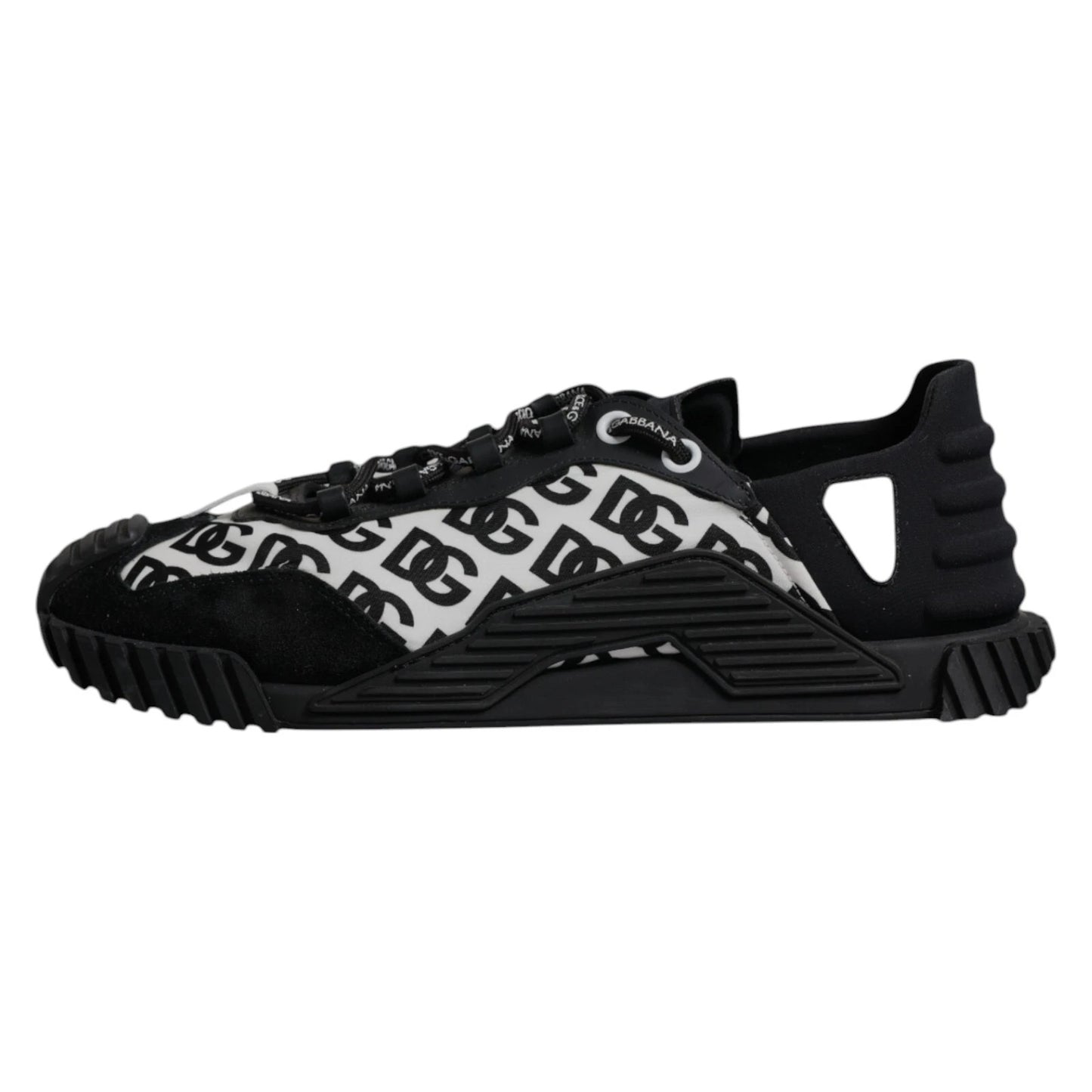 Dolce &amp; Gabbana Black Logo Lace Up Low Top NS1 Sneakers