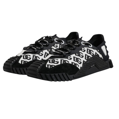 Dolce &amp; Gabbana Black Logo Lace Up Low Top NS1 Sneakers
